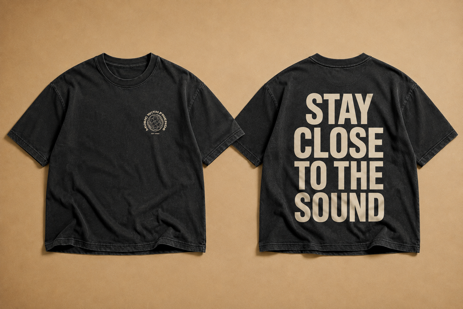 Front and back of the Stay Close to the Sound tee